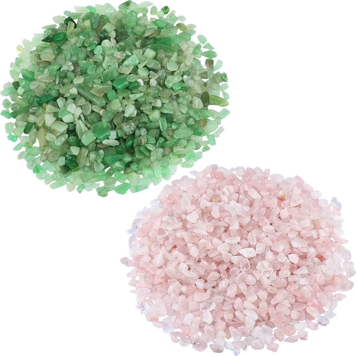 SUNYIK Green Aventurine/Rose Quartz Chips Stone Crushed Healing Crystal Quartz Rocks Reiki Decoration Irregular Shaped