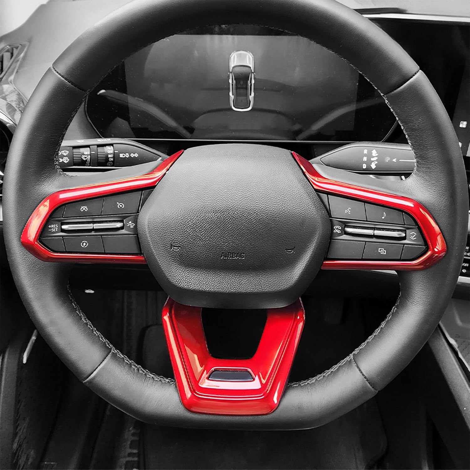 Premium Car Steering Wheel Handle Frame Cover, Compatible with Chevy Equinox RS 2025-2026 Accessories– Anti-Slip, Universal Fit, Easy Install & Luxury Upgrade Accessories (Red)