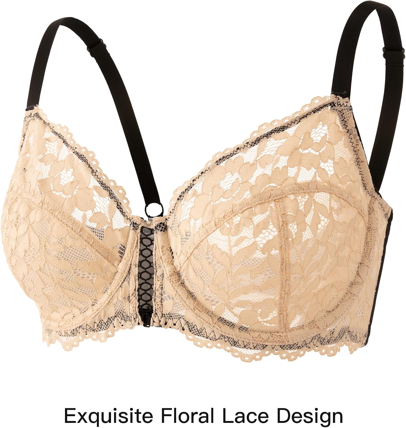 Women's Lace Bra Sexy Floral Bralette Unlined Underwire Support Full Coverage Soft Everyday Bras 36C-44DD - Image 2
