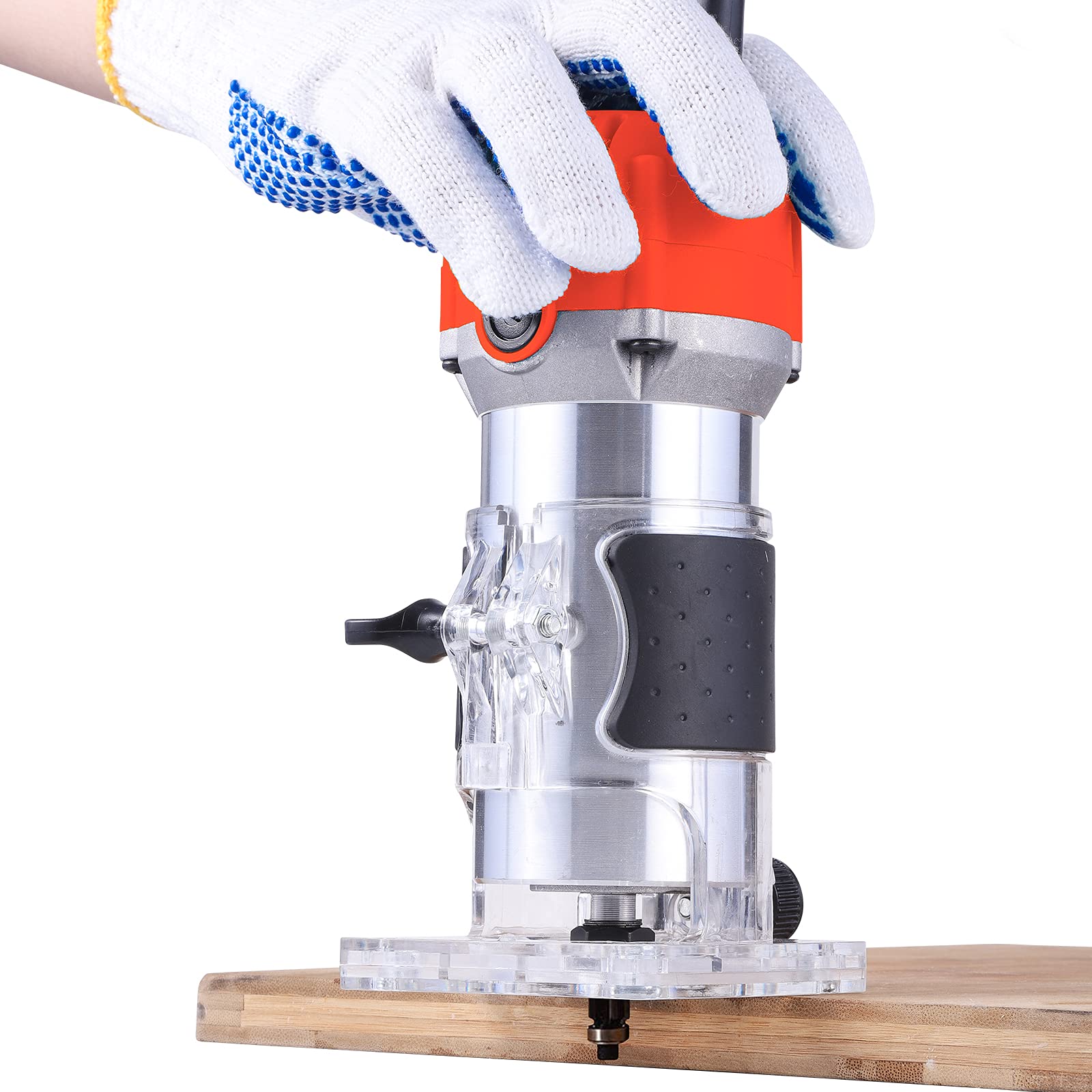 Herramienta de enrutador, herramienta compacta de madera de 110 V 800 W para carpintería, recortadora eléctrica de mano 30000R/MIN laminado de borde compacto (rojo)