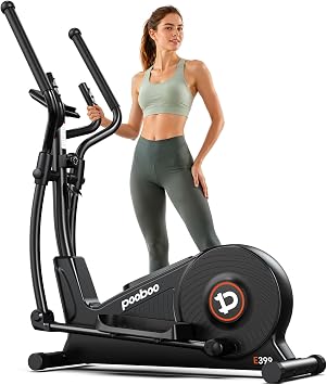 pooboo Elliptical Machine, Elliptical Exercise Machine with 16-Level Resistance&Quiet Magnetic Driving System, Elliptical Machine for Home with LCD Monitor,15-17IN Stride,350LB Capacity