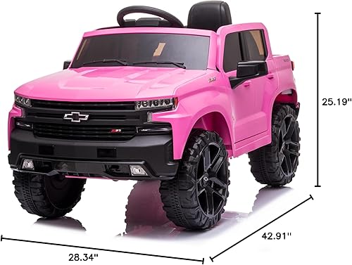 Vista 7 de Kidzone - Camioneta ATV Chevrolet Silverado autorizada Trail Boss LT para niños, batería de 12 V, camioneta para manejar, vehículos eléctricos