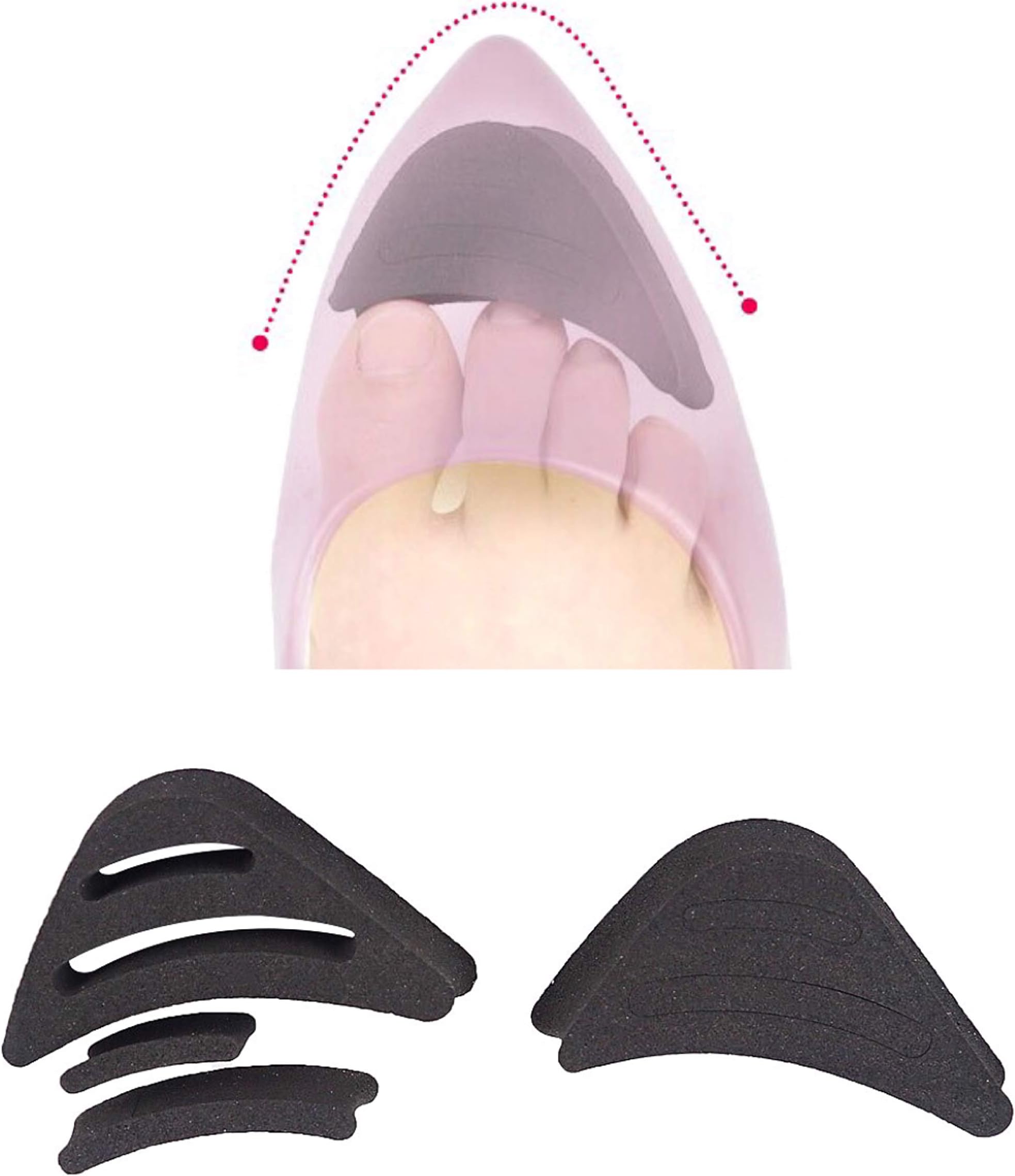 CB Value Pack, EVA Shoe Filler, Inserts, Improve Shoes Slightly Too Big, for Men & Women, Kids, Pumps, Flats, Sneakers, Style A-2 Pairs Black