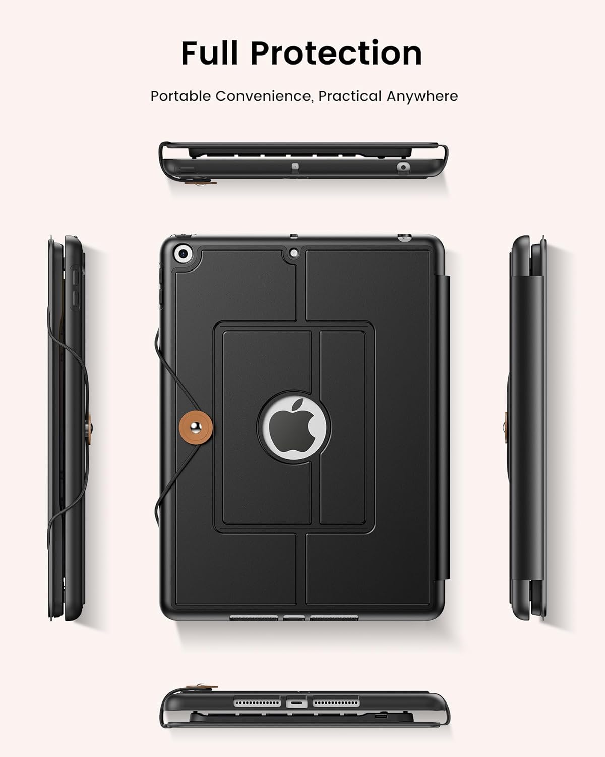 INFILAND for iPad 9th Generation Case with Keyboard 10.2 Inch iPad 9th/8th/7th Gen, Folio Cover with Pencil Holder, Slim Protective Detachable Keyboard Case for Apple iPad，Black