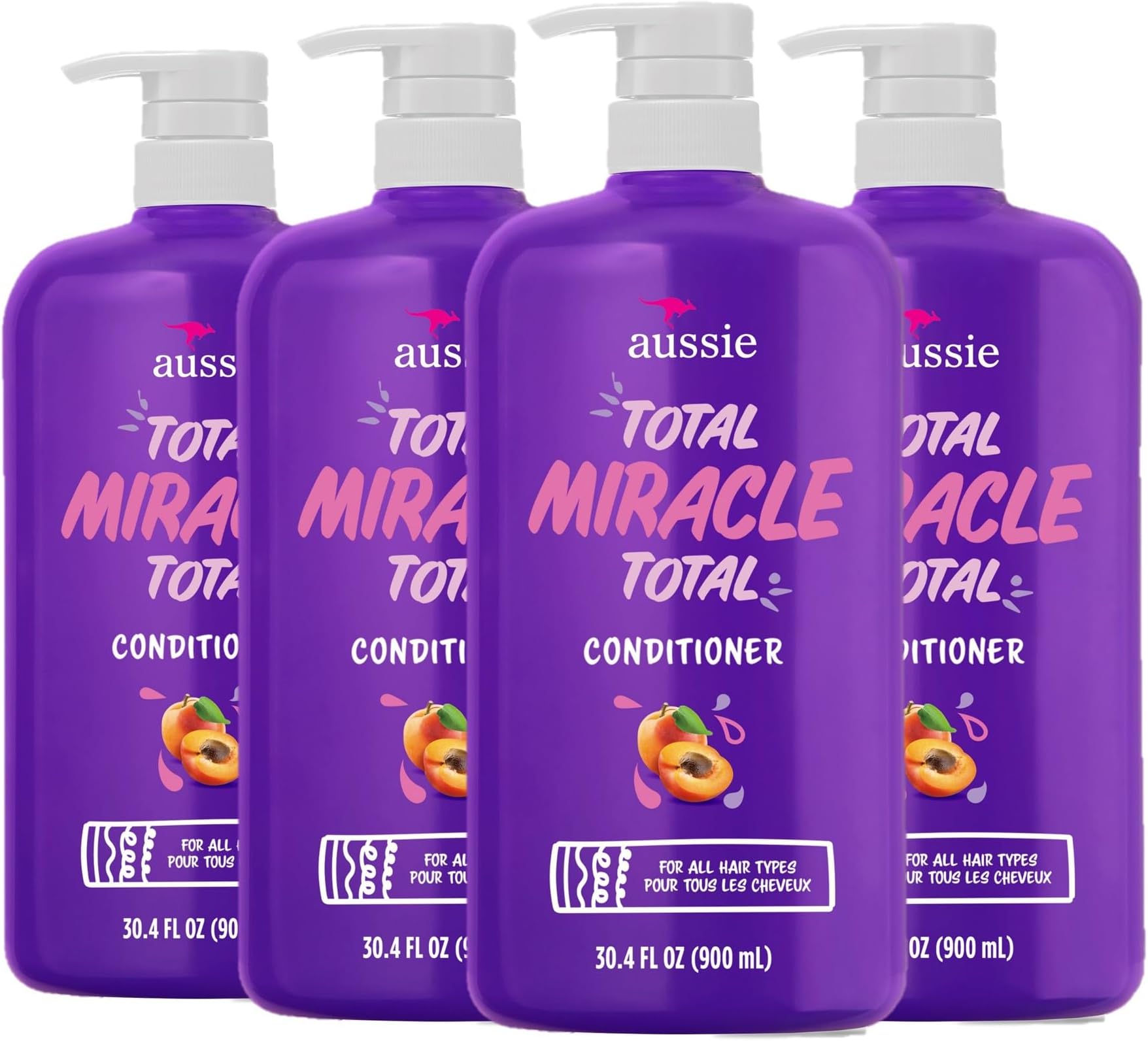 Total Miracle 7 Benefits Hair Conditioner for Damaged Hair, for All Hair Types, Paraben-Free, 30.4 fl oz, 4-pack