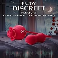 Vista 18 de Consolador vibrador juguetes sexuales para mujeres, juguete sexual MOOLIGIRL Rose con vibradores de punto G de empuje y 10 modos de succión