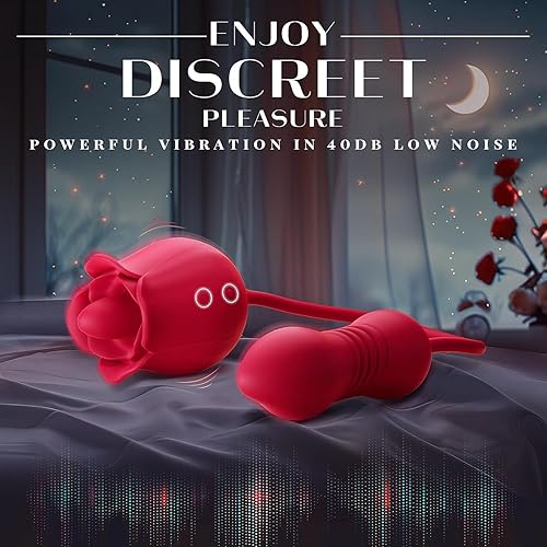 Miniatura 18 de Consolador vibrador juguetes sexuales para mujeres, juguete sexual MOOLIGIRL Rose con vibradores de punto G de empuje y 10 modos de succión