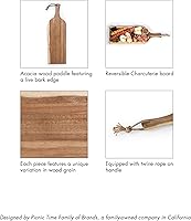 Vista 8 de PICNIC TIME Disney Princess Cenicienta Artisan - Tabla de embutidos de acacia de 24 pulgadas con borde de madera cruda, tabla de queso, plato