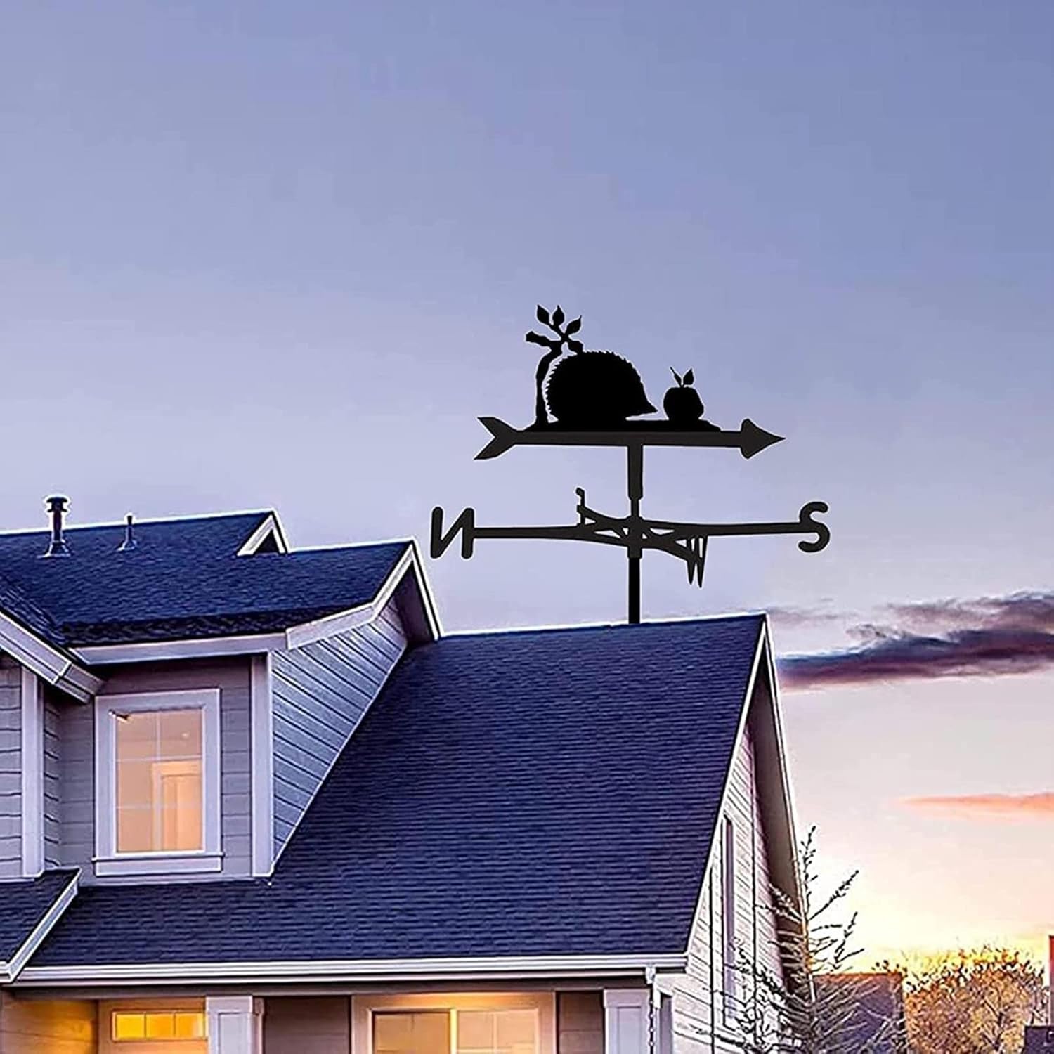 Hedgehog Weathervane Weathervane Metal Weather Vane Creative Stainless Steel Home Decor Ornament Gift for Farm Yard