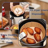 Vista 4 de 100 piezas de forros de papel desechables para freidora de aire, aptos para freidoras de aire de 3-5QT, papel de pergamino antiadherente, papel