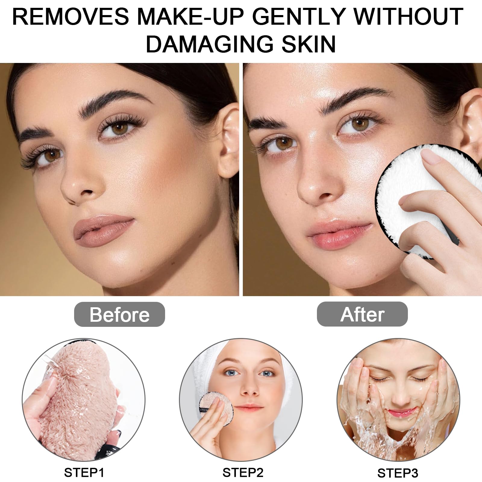 8 Pack Makeup Remover Pads with Spa Headbands - Image 4