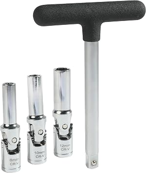 4PCS Glow Plug Removal Tool,Glow Plug Remover Kit,Car Accessories Glow Plug Socket Set,Glow Plug Extractor Kit with 3/8" T-Bar,Easy Replacement and Removal of All Popular Glow Plugs
