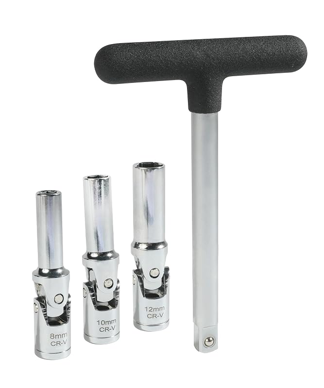Kit de Soquetes para Remoção de Velas Aquecedoras UBOG com Barra em T de 3/8 pol., 8 mm, 10 mm e 12 mm, 4 peças