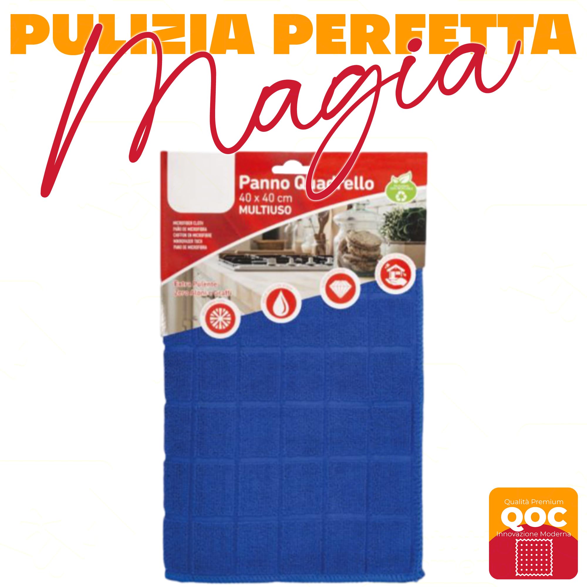 Sicignano – Tissu quadrillage 100 % microfibre, extra propre, résistant, sans halos, multi-usages, pour toutes les surfaces, lavable et réutilisable, couleurs assorties (3, 40 x 40 cm)