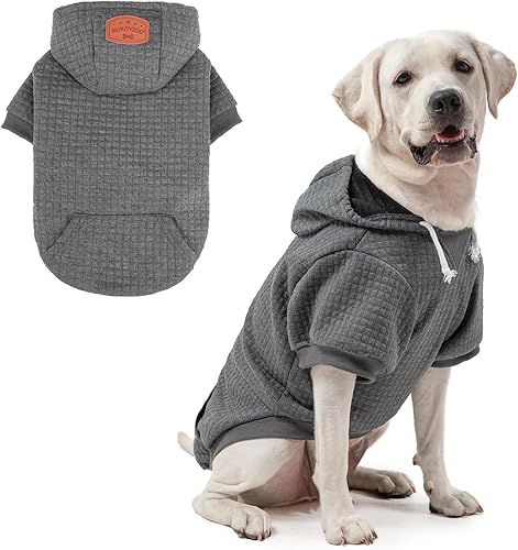 Vista 217 de BEAUTYZOO Suéter con capucha para perros pequeños y medianos con bolsillos, ropa para perros pequeños y medianos, abrigos de algodón laminado