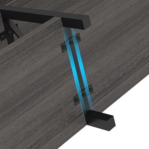 Miniatura 33 de IBF Mesa de entrada de granja, mesa consola larga rústica detrás del sofá, moderna mesa de sofá de madera de metal con estantes de almacenamiento,