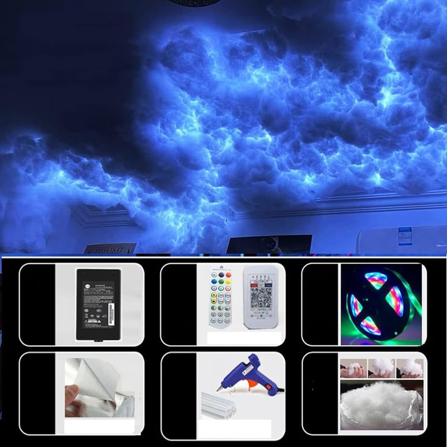 Luz De Nube LED,Luz Nocturna De Nube 3D,Luces De Nube De Techo Esponjoso,Luz De Pared De Nube RGB Color Ajustable con Control Remoto Navideña para El Hogar,Sala De Juegos Decoración Genial