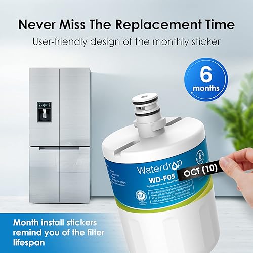 Miniatura 9 de Waterdrop Filtro de agua para refrigerador 5231JA2002A, repuesto para LG® LT500P®, GEN11042FR-08, paquete de 4