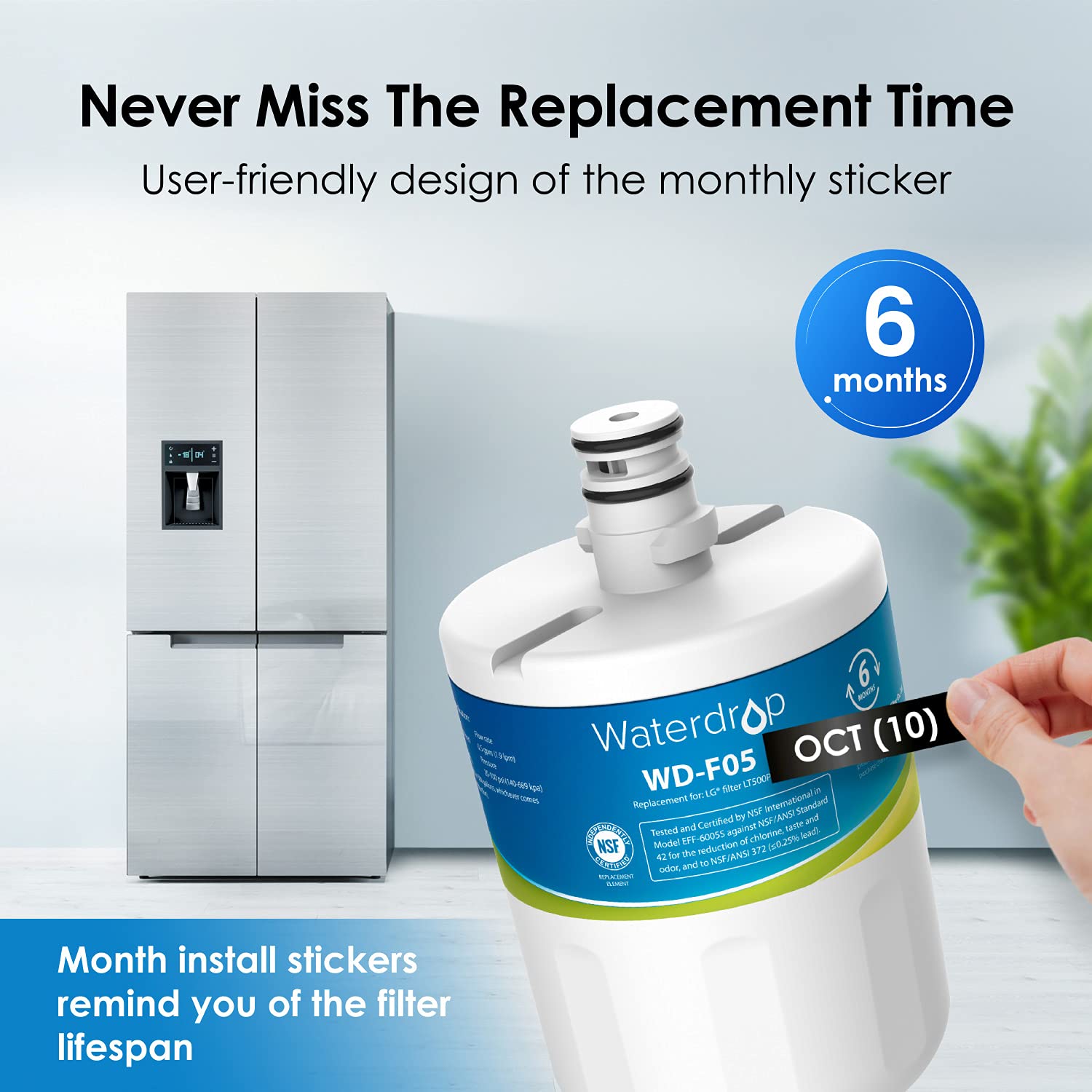 Waterdrop 5231JA2002A Refrigerator Water Filter, Replacement for LG