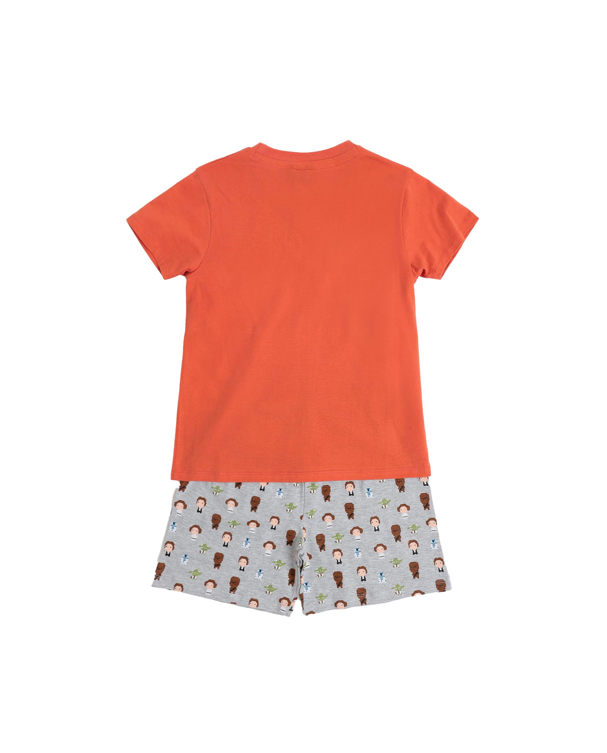 Star Wars Pijama niño Manga Corta Pixel Wars en algodón, Cuello Redondo y Camiseta con Relieve, pantalón Corto Estampado con Cinturilla Ajustable y Bolsillo Trasero