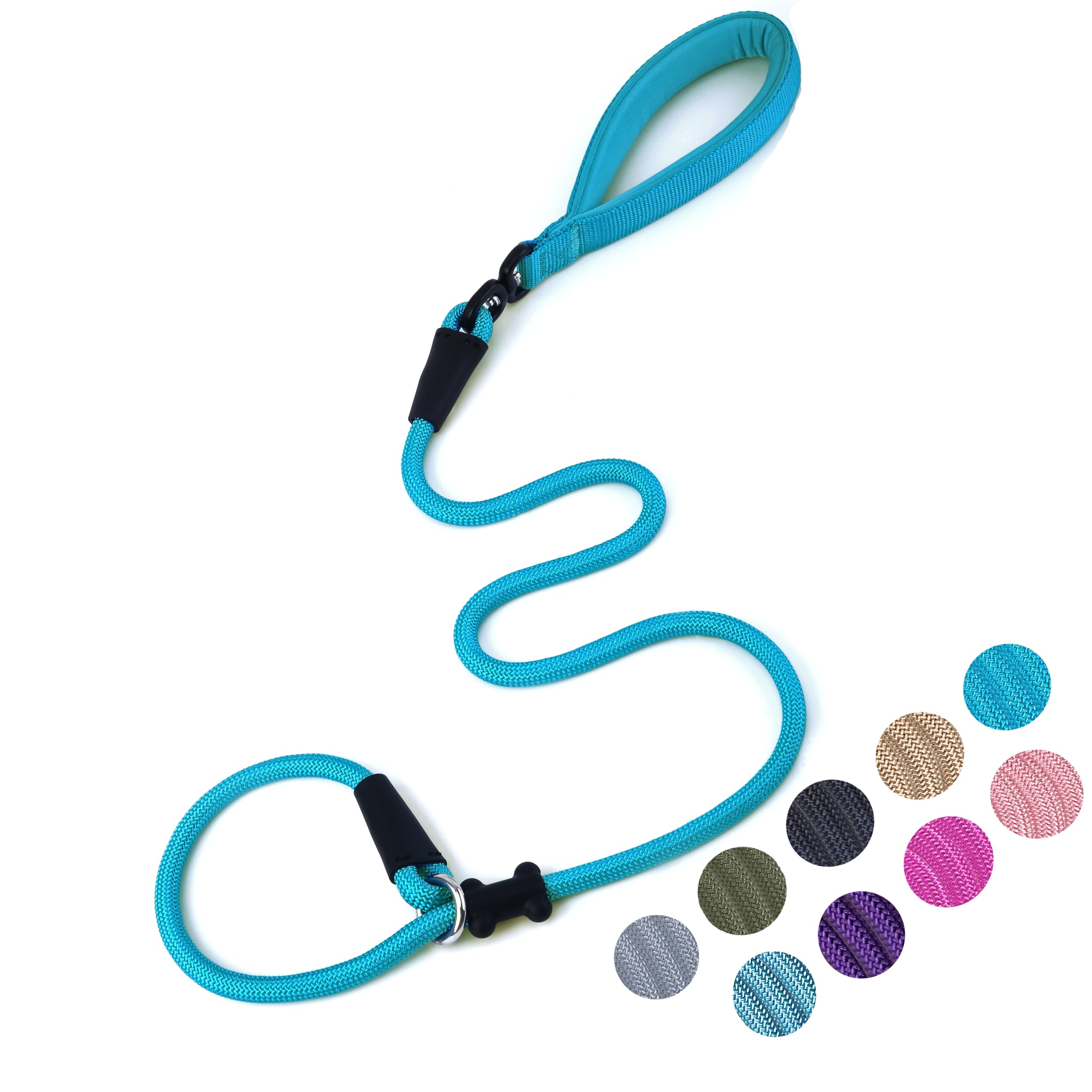 Slip Lead Dog Leash,Strong Nylon Rope Leash and Padded Handle,No Pull Outdoor Walking Training Lead for Small Medium Large Dogs(Blue,1/2"×4ft) — image 1