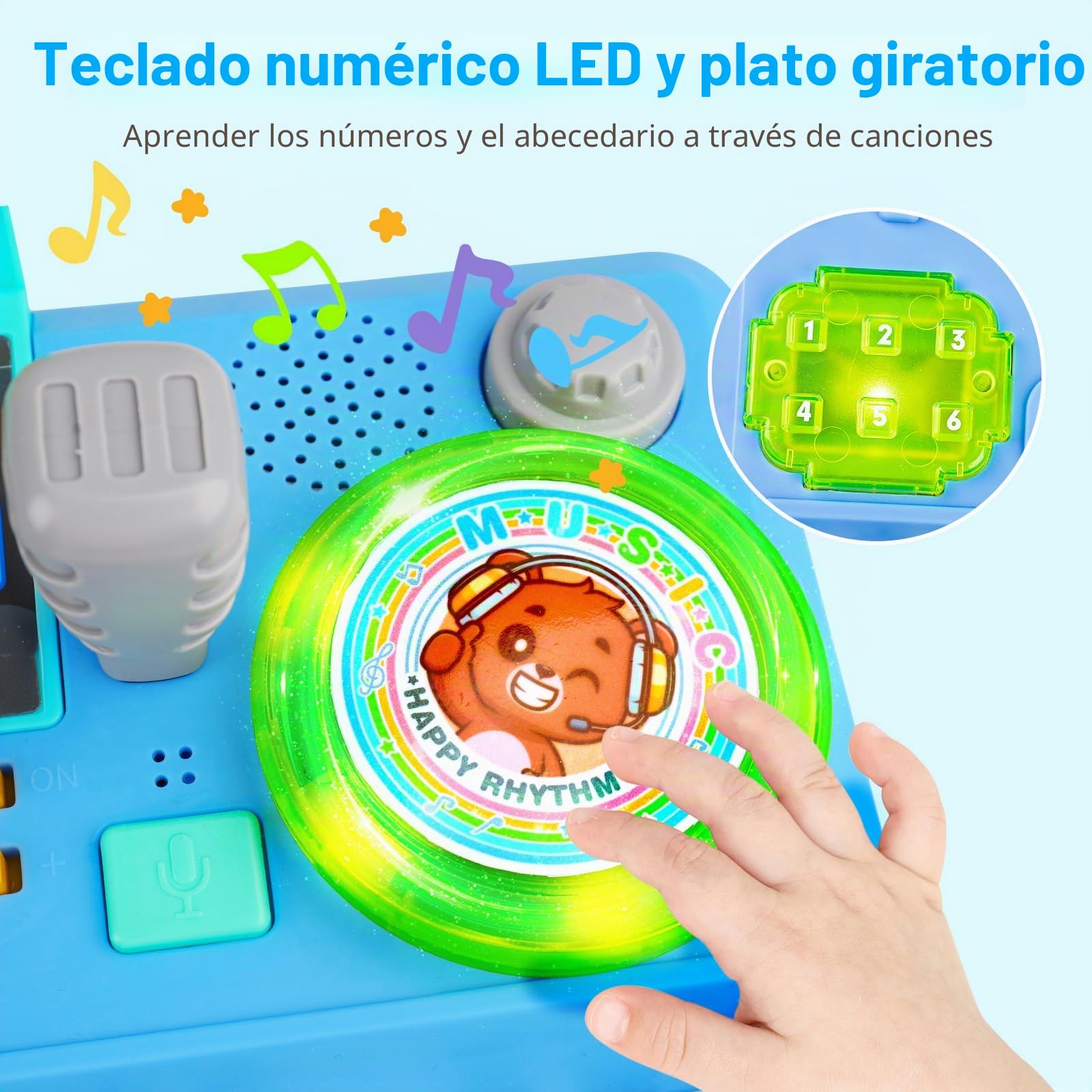 Lypsochaat Juguete para bebés a partir de 1, 2, 3 años, con música y luz, juguete musical para niños, DJ Pult con piano, juguete para bebés 0-6 0-12 12-18 meses, regalo para bebés 1 2 3 años niño niña
