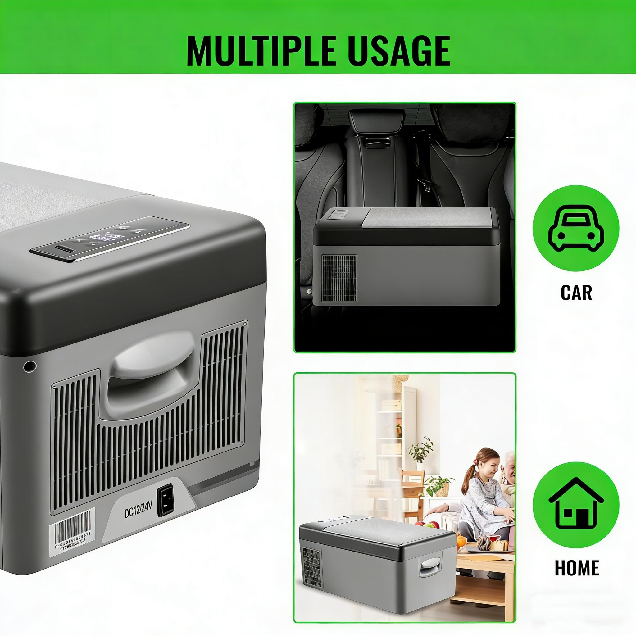 15L Przenośna mała lodówka ze sprężarką, elektryczna zamrażarka samochodowa 12 V, zakres od -20℃ do 10℃, idealna na kemping, do domu i kampera