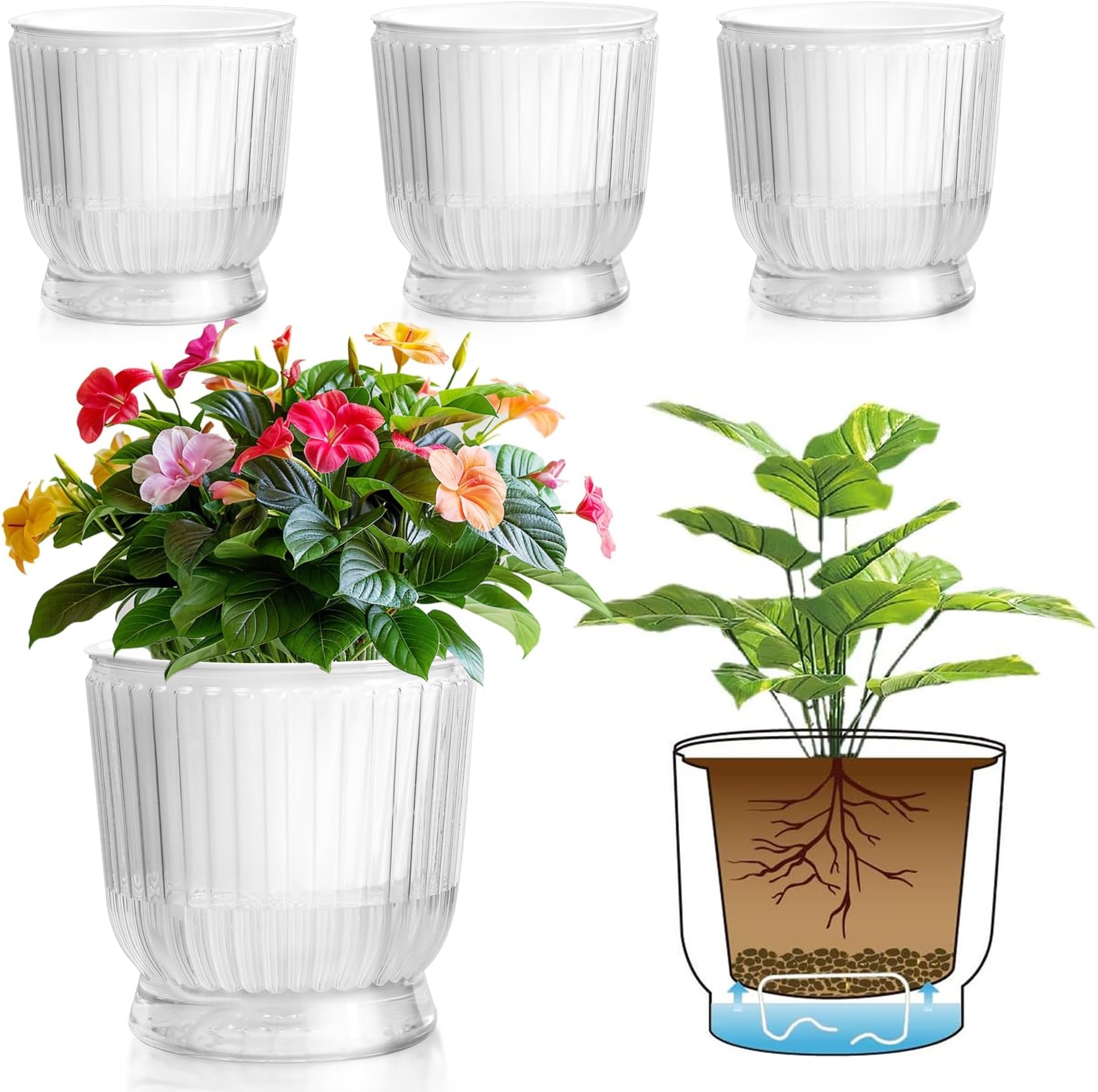 Amazon.com: T4U 6 Inch Self Watering Pots for Indoor Plants, 6 Pack ...