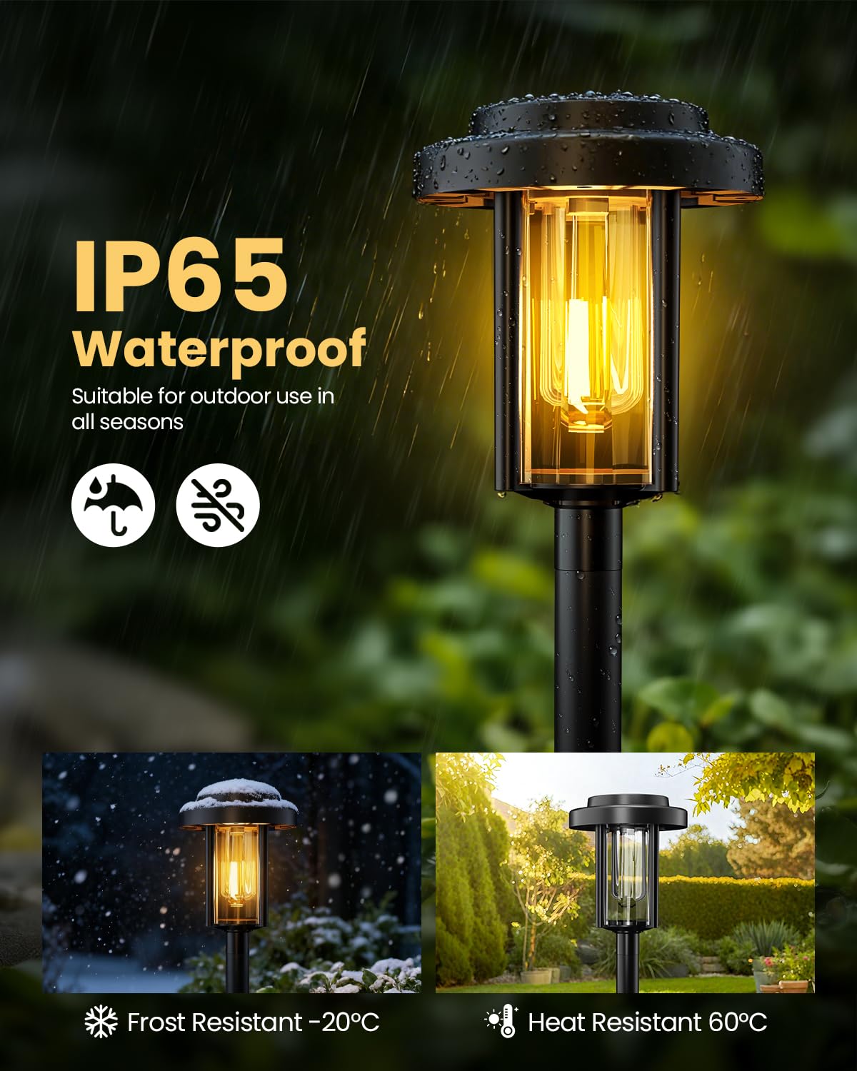 Solarleuchten für den Außenbereich, IP65, wasserdicht, für Garten, Weg, Hof, Gehweg, Dekoration im Freien, warmweiß, 8 Stück