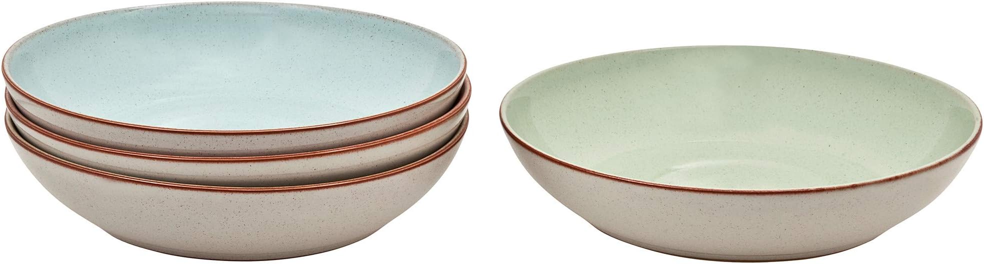 Always Entertaining Deli 4 Piece Pasta Bowl Set, Stone, Blue/Pink/Yellow/Green, Four