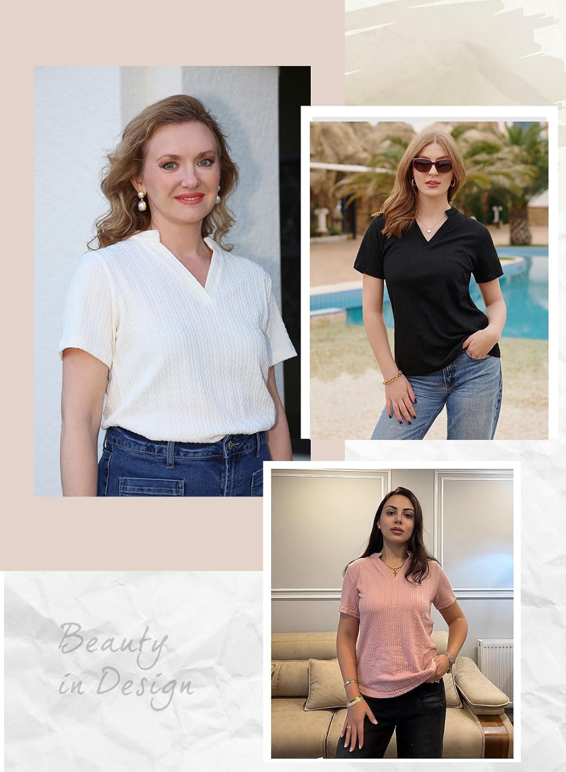 Dokotoo Women's Tops Dressy Casual V Neck Short Sleeve Shirts Summer Tops Fashion Business Casual Trendy Outfits - Image 4