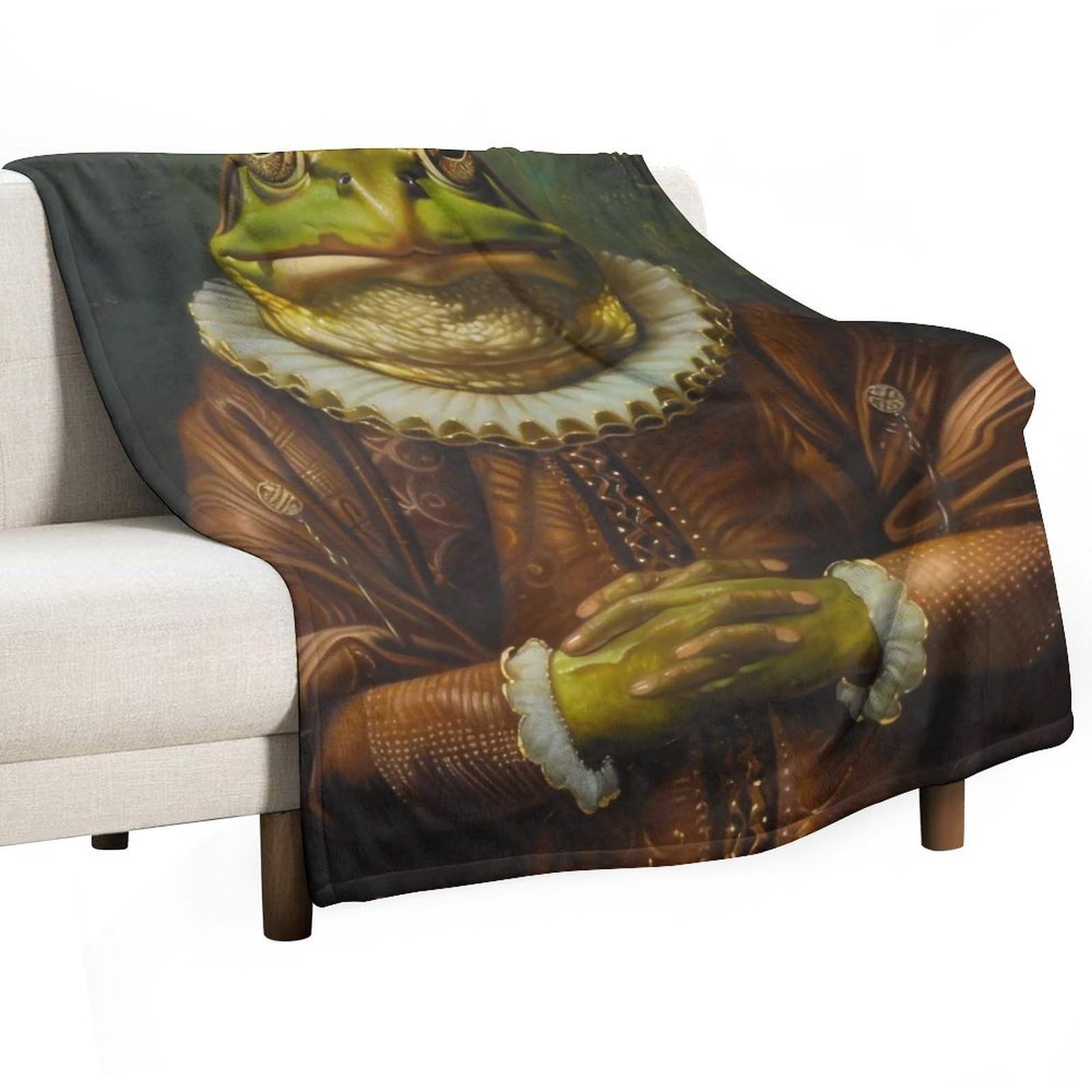 YHGSREUOH Frog Mona Lisa 01 Flannel Blankets Fleece Soft Throw Lightweight Plush Gifts for Couch, Bed, Cozy Sofa Plush, Chair, Lovers 130x150cm(50x60in)