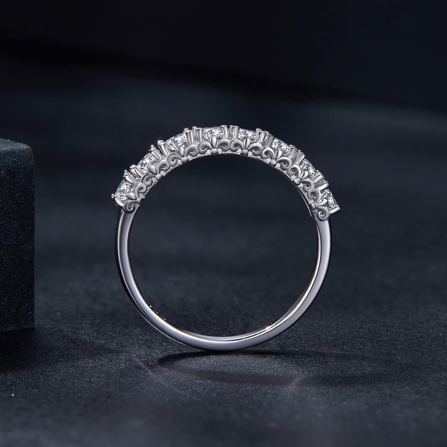 Anello Moissanite fantasia Anello in argento sterling 925, MSR015 (7)