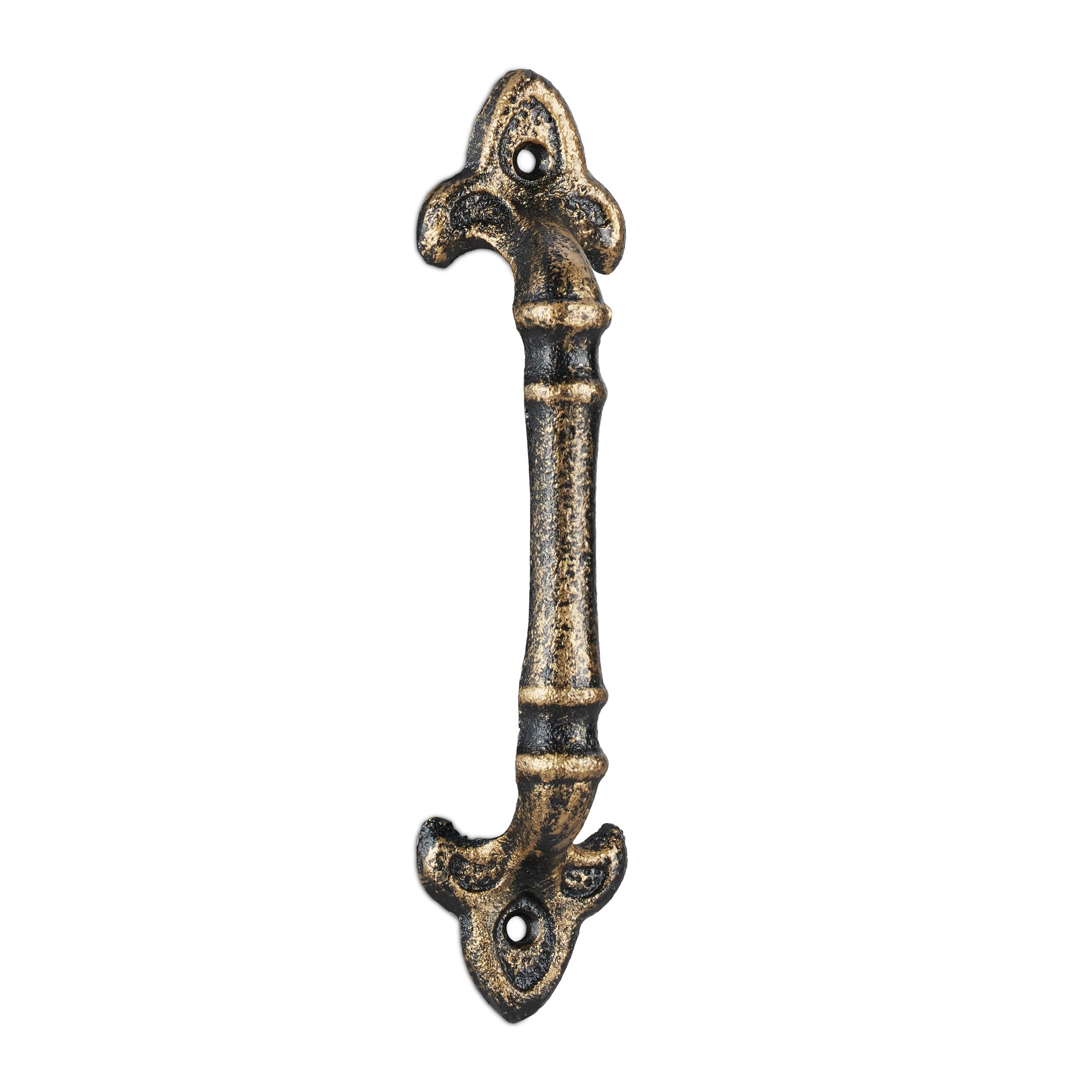 Relaxdays Tiradores de Muebles Antiguos, 2 Manijas Puertas Armarios y Cajones, Hierro Fundido, 20cm, Bronce