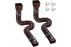 2 Pack Gutter Drain Extensions: Extendable to 58" for Residential Downspouts (Brown)