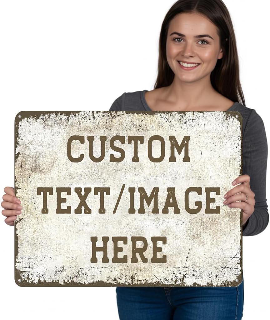 Custom Sign with Directional Arrow Rustic, Personalized Wall Decor, Vintage Metal Signs, 24''x18'' Customized Retro Aluminum Sign for Home Office Bar Yard Garden Outdoor Gift