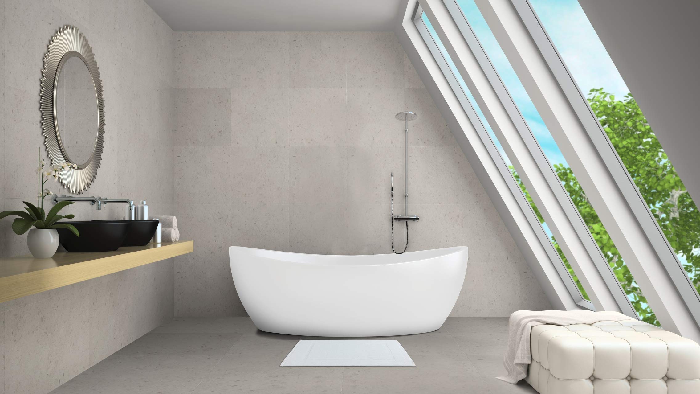Allstar Tapis de bain Zen blanc - Tapis de douche, Coton, 40 x 60 cm, Blanc