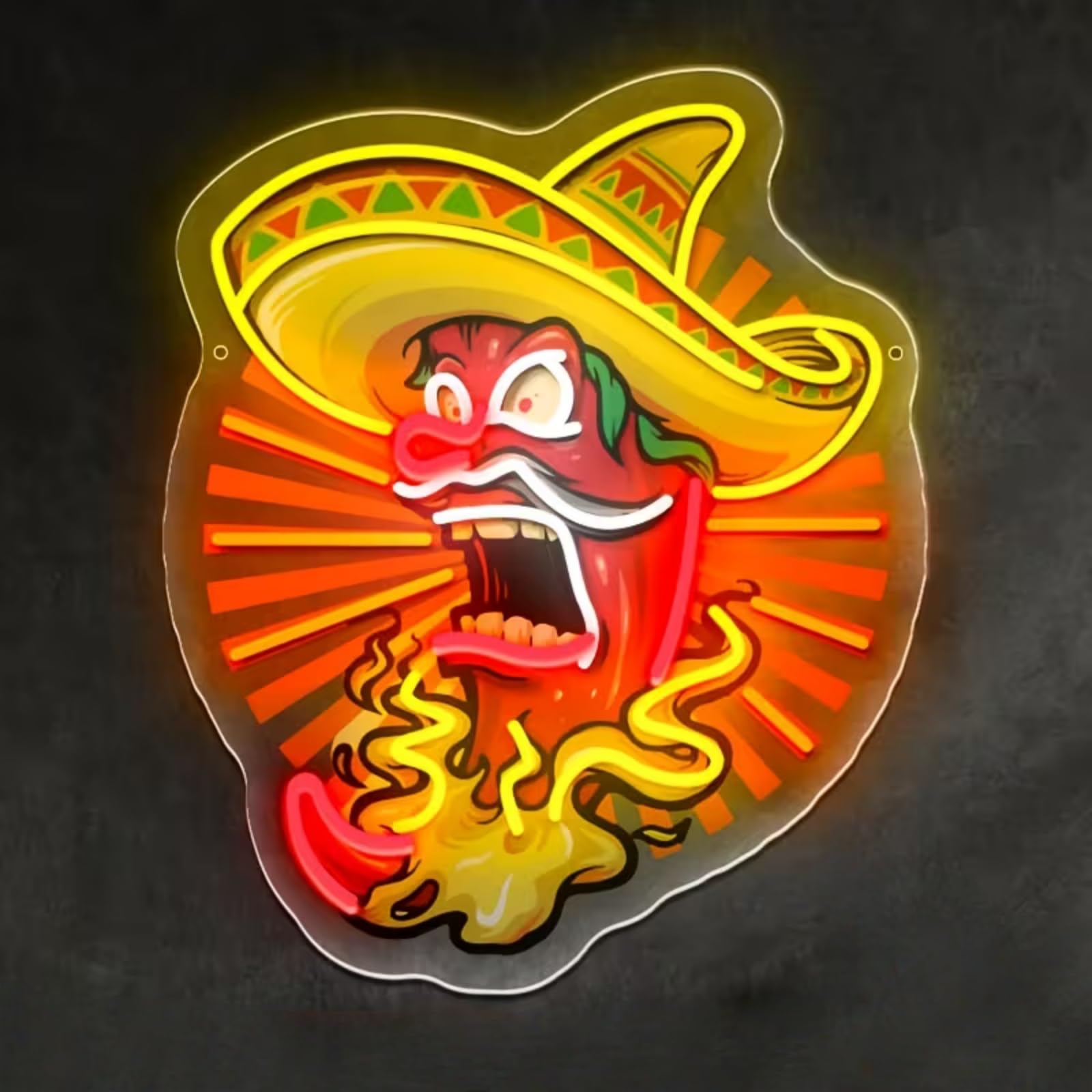 Chili Pepper UV Print LED Neon Sign Acrylic Light Up Art Wall Decor for Man Cave Garage Bar Stores Bedroom Room Decorations Party Home Holiday USB Powered