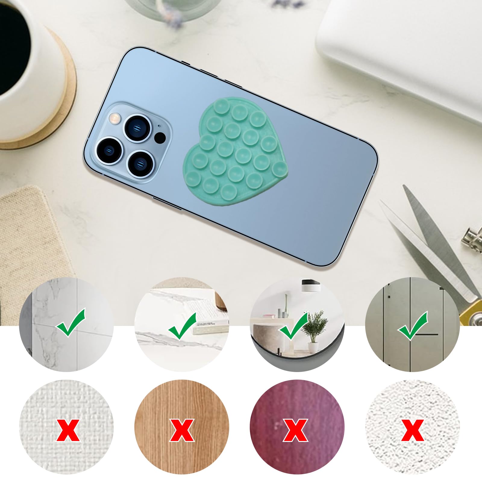 6x Silikon Handyhalterung Herzform - Saugnapf Halter Für Selfies & Videos