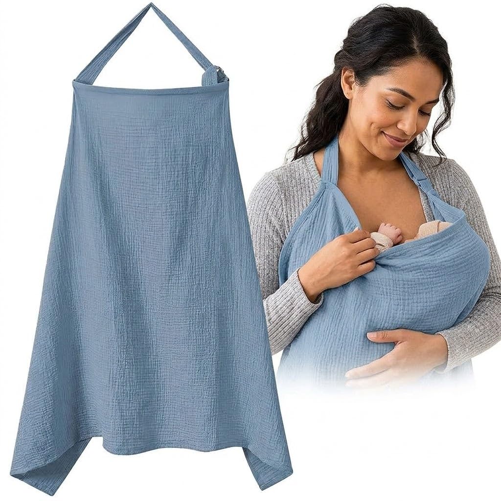 1Pcs, Nursing Cover for Moms – Lightweight Cotton Breastfeeding Apron, Adjustable, Multi-Purpose Baby Stroller & Car Seat Cover, Travel-Friendly, Soft & Breathable, Perfect for Privacy and Comfort-image-42