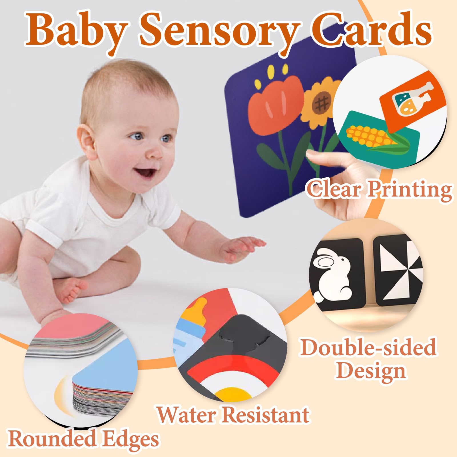 SHENSAIGO Newborn Essentials 0-36 Months, 64 PCS High Contrast Baby Sensory Cards - Image 4