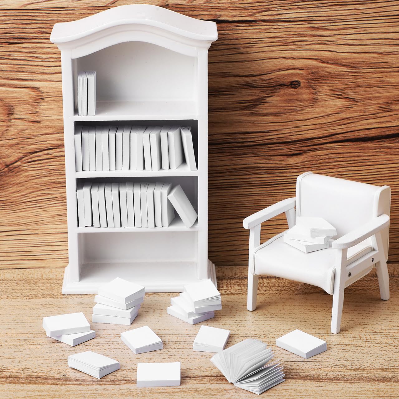 Yardwe Mini Books for Dollhouse 50 Pieces Set including Blank Flip Pages 0.83 X 0.63 Inch Miniature Books for Crafts Doll House Decoration and Kids Pretend Play - Image 2