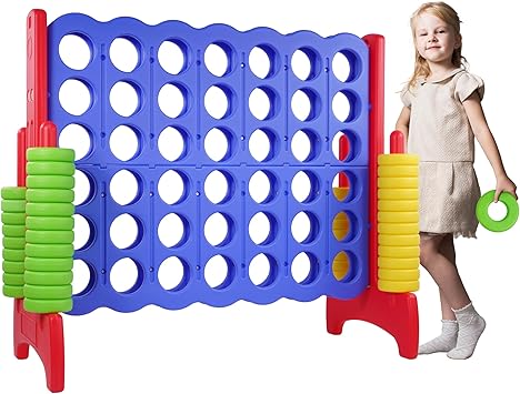 Peekabu Giant 4-in-A-Row Connect Game Outdoor, 3.5FT Jumbo 4-to-Score Yard Game for Kids & Adults, 42 Rings & Quick-Release Slider