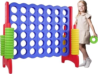 Peekabu Giant 4-in-A-Row Connect Game Outdoor, 3.5FT Jumbo 4-to-Score Yard Game for Kids & Adults, 42 Rings & Quick-Release Slider