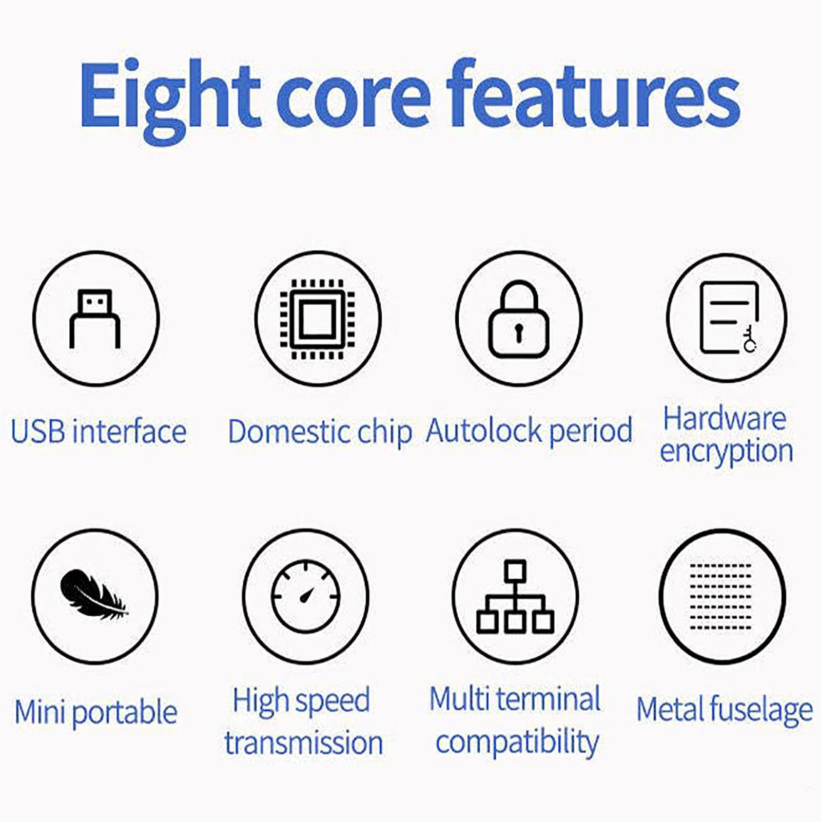 Chiavetta USB 3.0 Crittografata, 32GB/64GB/128GB/256GB Crittografia Hardware, Supporta Il Blocco Automatico, Crittografata, A Prova di Perdite Black-32GB