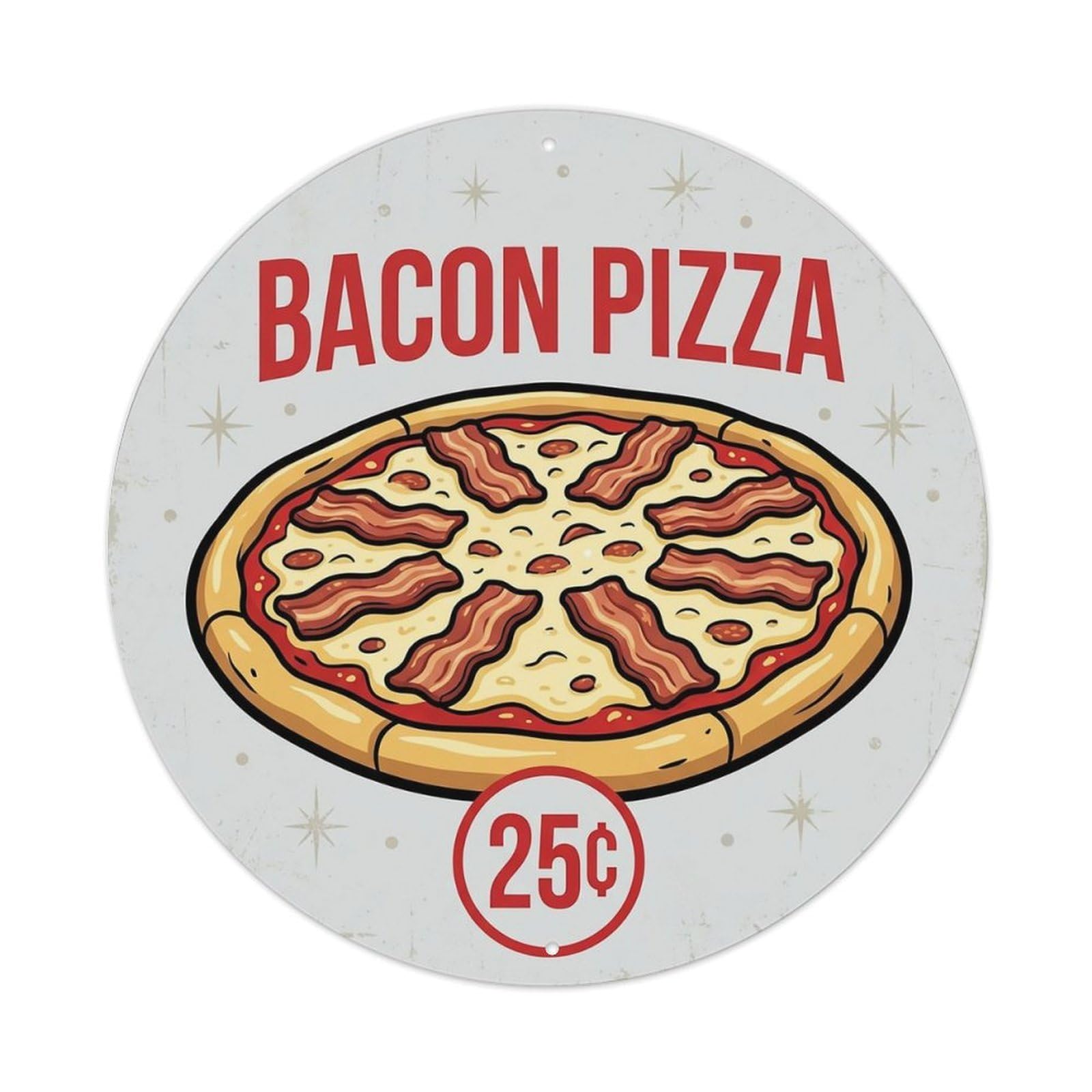 Huiyhb 8X8inch(20X20cm) Vintage Pizza Slice Italian Traditional Cuisine Bacon Metal Tin Sign