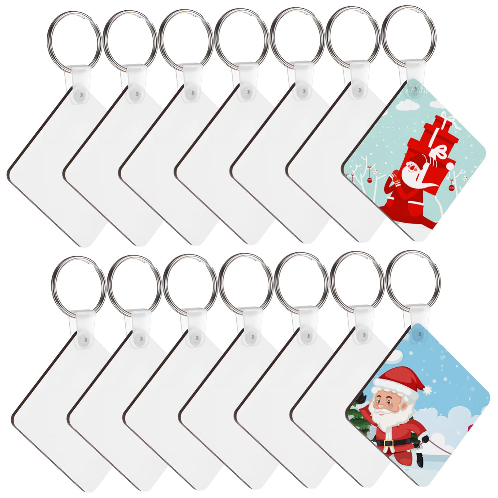 POPETPOP Llaveros Cuadrados y Doble Cara Set de 40 para Sublimación de Acrílico con Acabado Mate Ideales para Manualidades y Uso en Bolsos