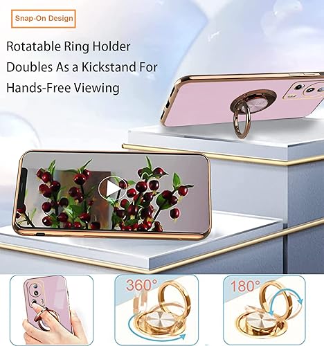 Miniatura 7 de Compatible con Xiaomi 13 Lite Case Ring Holder Magnet Green, para Xiaomi 13 Lite Funda de teléfono de silicona a prueba de golpes Placa de lujo Slim