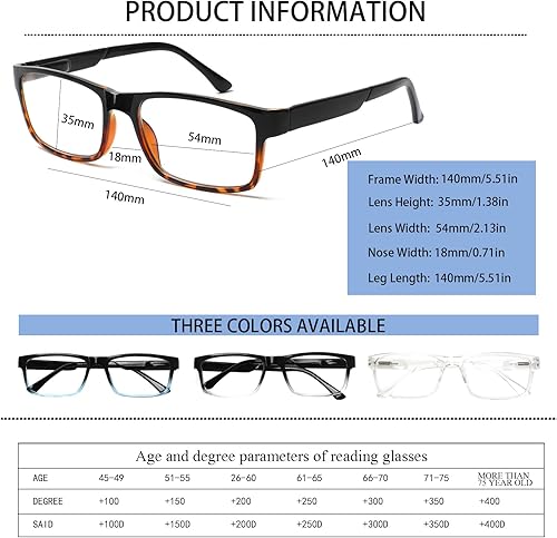 Miniatura 8 de Paquete de 3 lentes de lectura progresivos multienfoque para mujeres y hombres, bloqueo de luz azul, bisagras de resorte, lectores de computadora