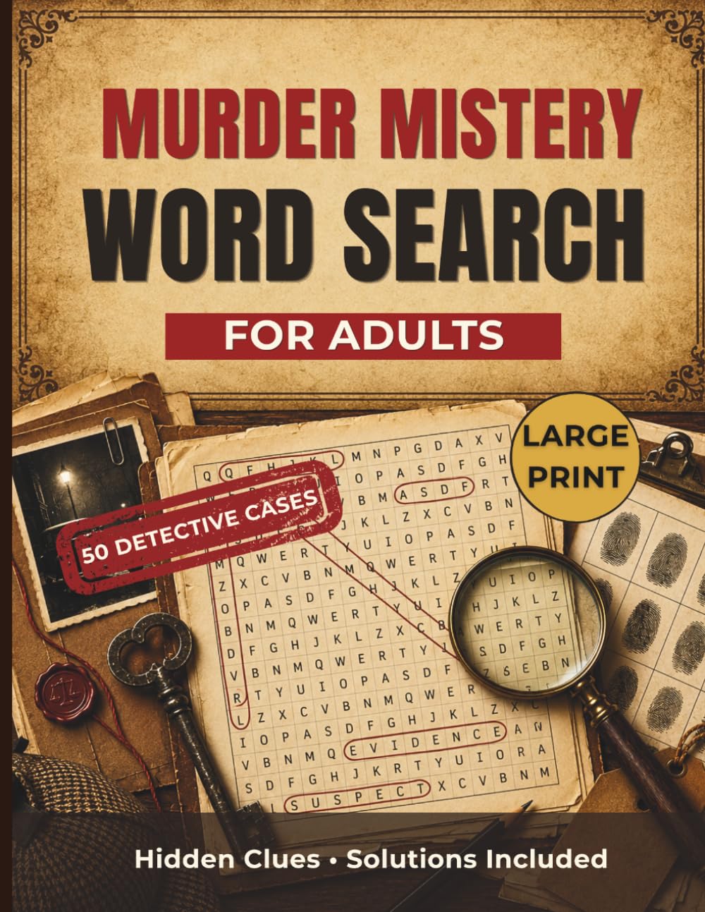 Murder Mystery Word Search for Adults: 50 Large Print Detective Puzzles with Hidden Clues and Solutions (The Blackwood Case Files)